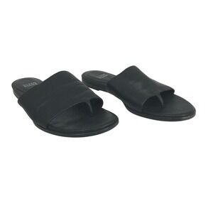 Eileen Fisher Black Leather Slide Sandals